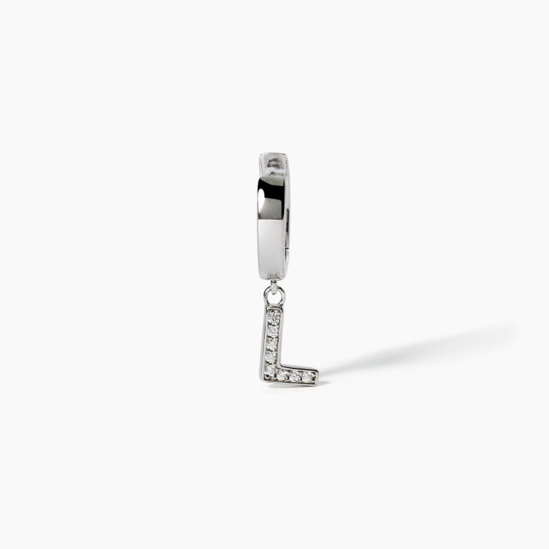 Mabina - Orecchino Lettera 'L' - Argento 925 - Zirconi