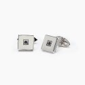Mabina - Gemelli In Argento - Finitura A Rombi - Zircone Nero