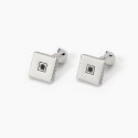 Mabina - Gemelli In Argento - Finitura A Rombi - Zircone Nero