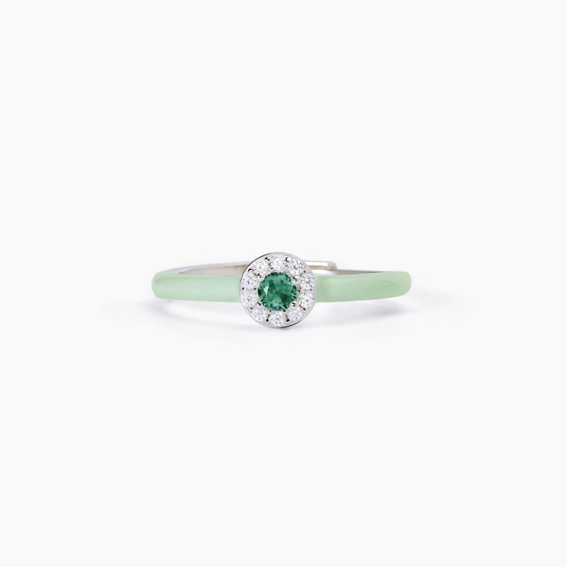 Mabina - Anello Milanesienne - Argento - Smalto Verde