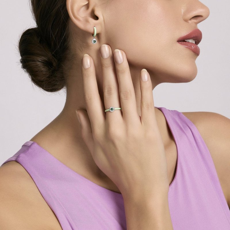 Mabina - Anello Milanesienne - Argento - Smalto Verde