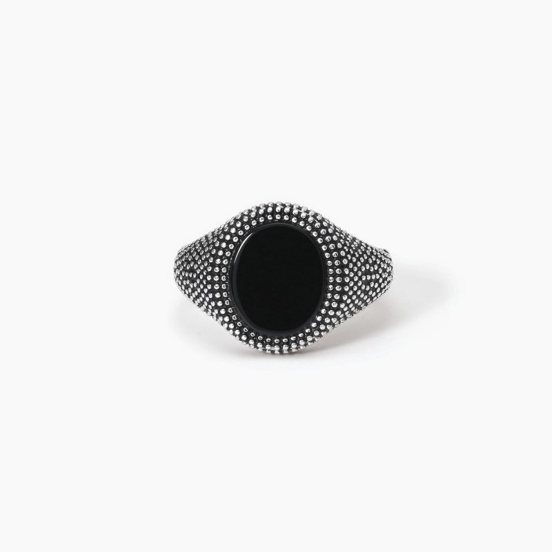 Mabina - Anello Chevalier Con Agata Nera - Argento - Uomo
