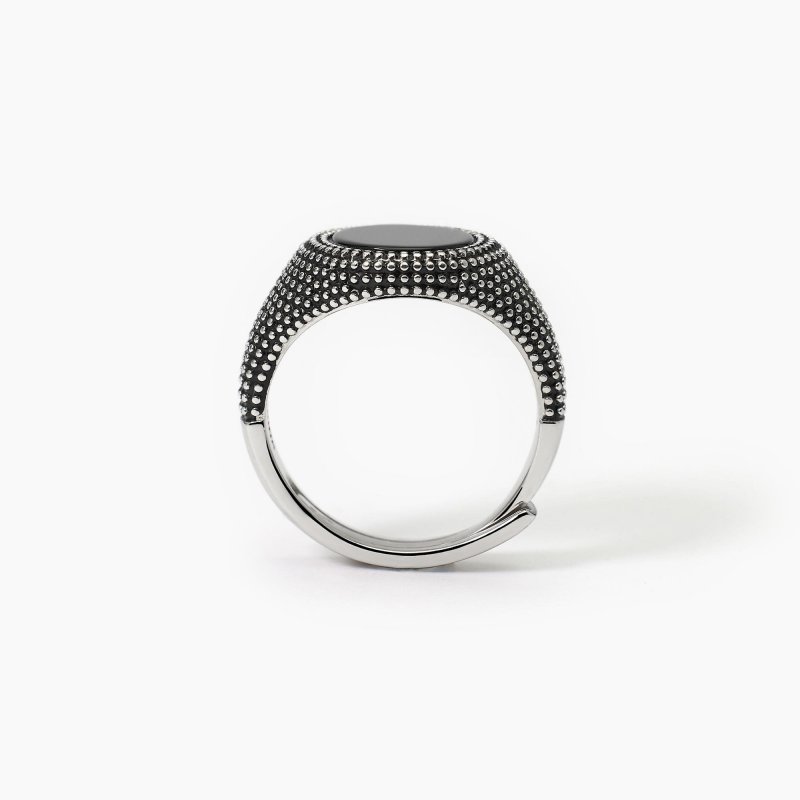 Mabina - Anello Chevalier Con Agata Nera - Argento - Uomo