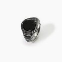 Mabina - Anello Chevalier Con Agata Nera - Argento - Uomo