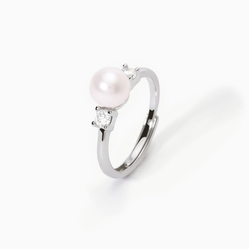 Mabina - Anello Con Perla Mon Chéri - Argento - Zirconi