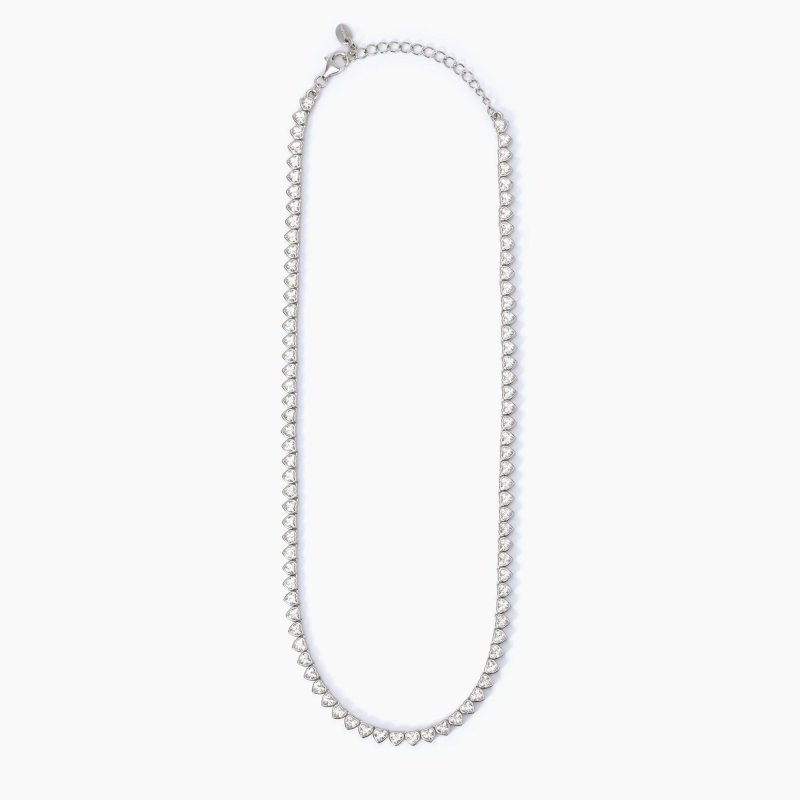 Mabina - Girocollo Tennis Pensiero Stupendo - Argento - Zirconi