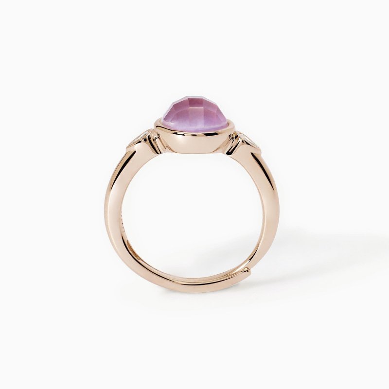 Mabina - Anello Con Giada Lavanda Colette - Argento - Oro Rosa