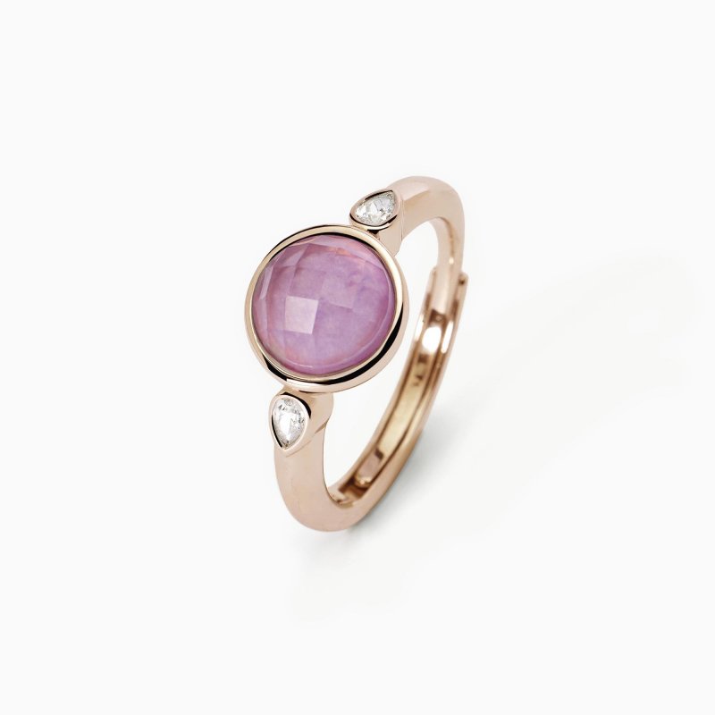 Mabina - Anello Con Giada Lavanda Colette - Argento - Oro Rosa