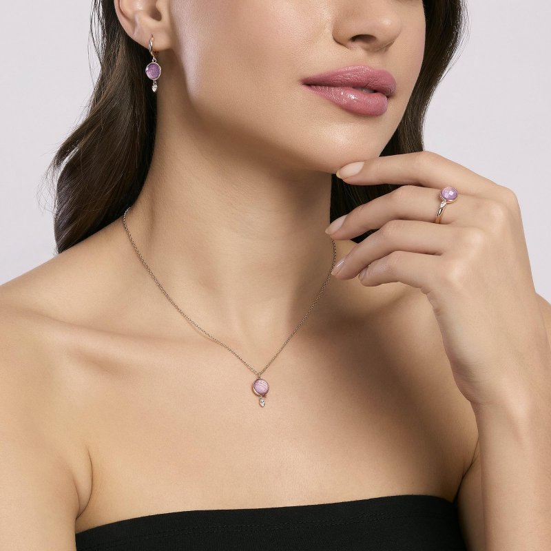 Mabina - Anello Con Giada Lavanda Colette - Argento - Oro Rosa