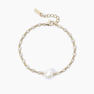 Mabina - Bracciale Dorato Con Perla Duchessa - Argento - Oro 18K