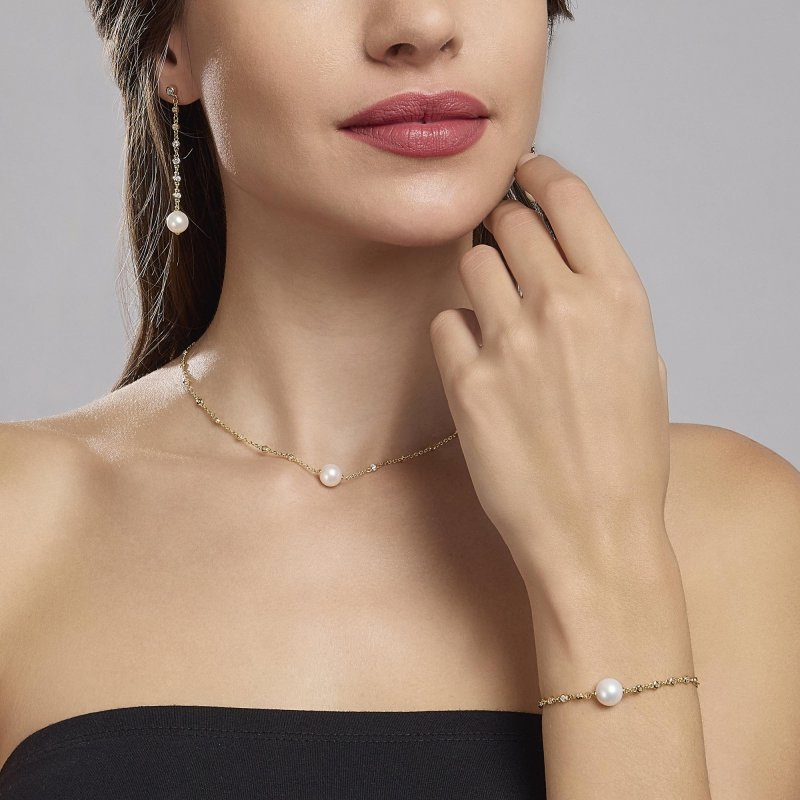 Mabina - Bracciale Dorato Con Perla Duchessa - Argento - Oro 18K