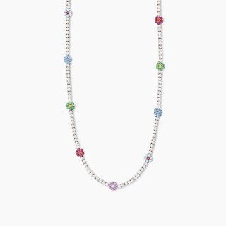 Mabina - Girocollo Tennis Con Elementi Fiore - Argento - Zirconi