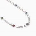 Mabina - Girocollo Tennis Con Elementi Fiore - Argento - Zirconi