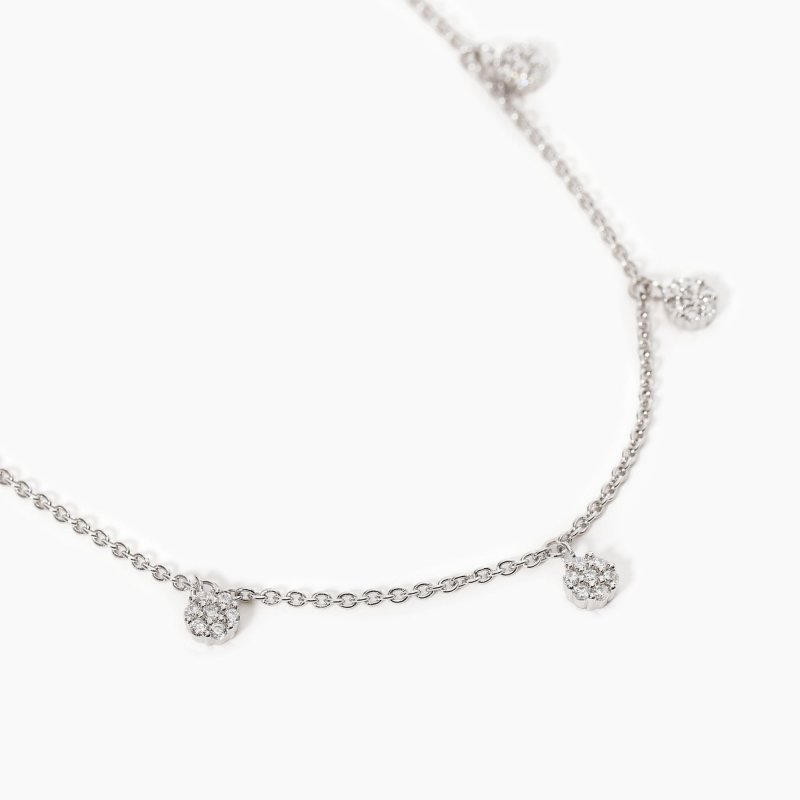 Mabina - Girocollo Con Ciondoli A Fiore - Zirconi Bianchi - Argento