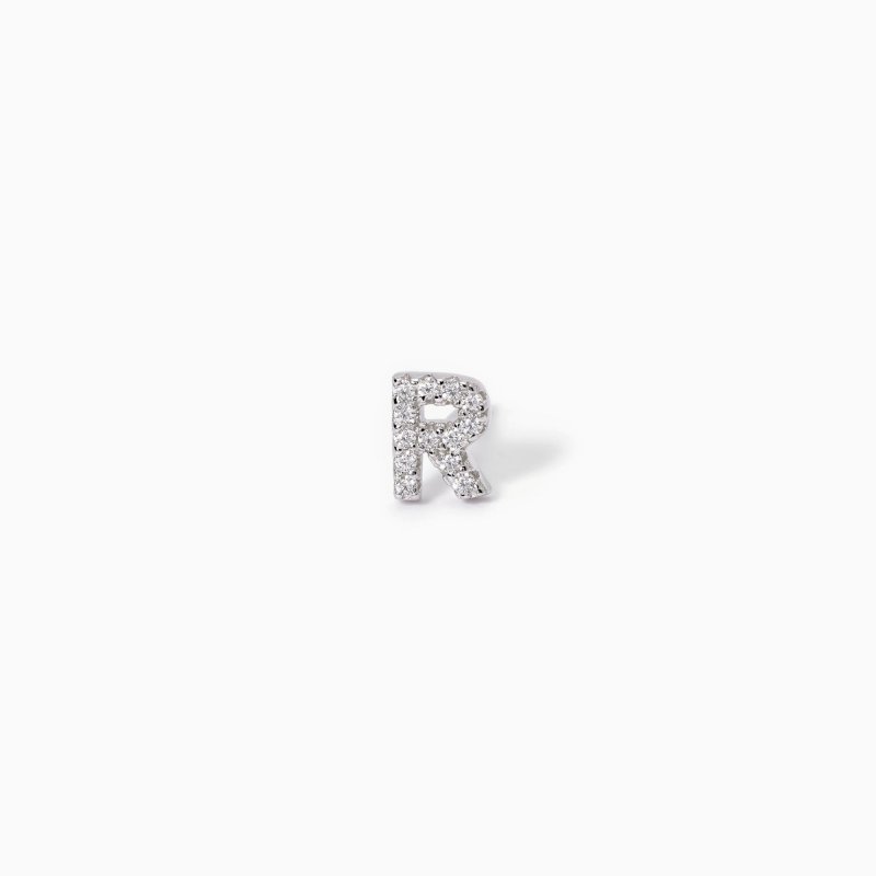 Mabina - Mono Orecchino Lettera 'R' - Argento - Zirconi
