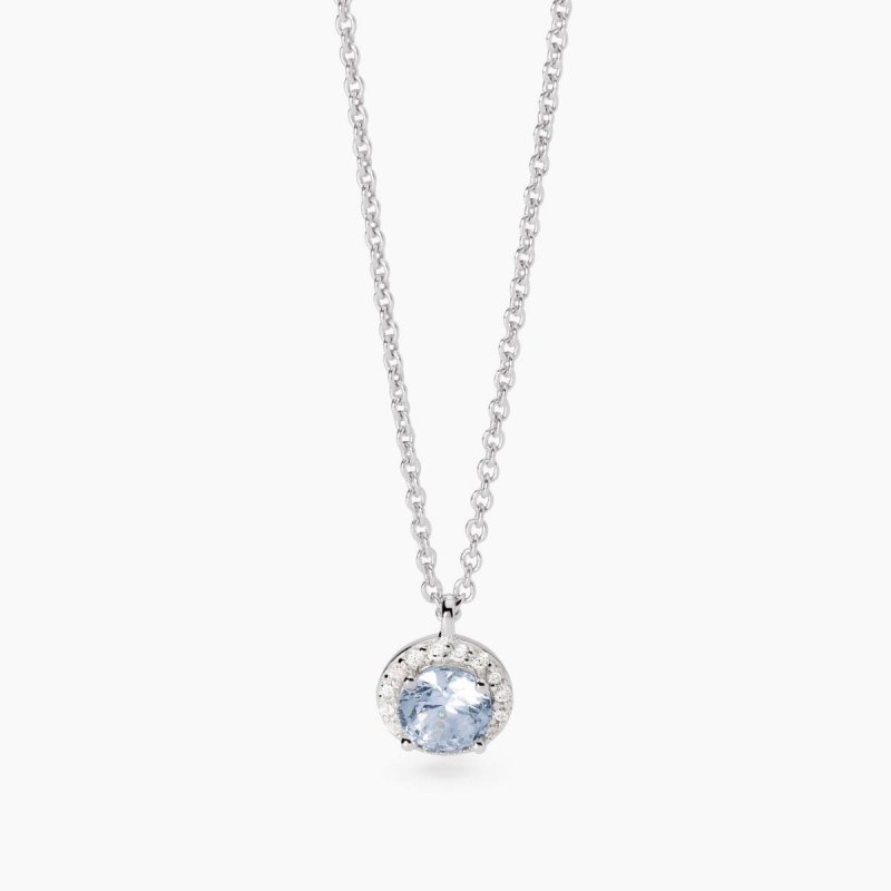 Mabina - Girocollo Con Ciondolo Acquamarina - Argento - Zirconi