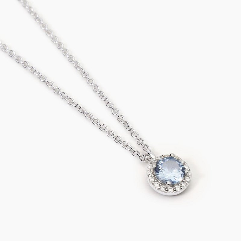 Mabina - Girocollo Con Ciondolo Acquamarina - Argento - Zirconi