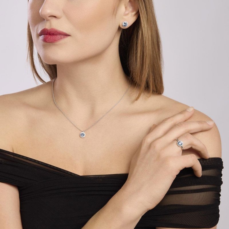 Mabina - Girocollo Con Ciondolo Acquamarina - Argento - Zirconi