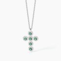 Mabina - Girocollo In Argento - Croce - Smeraldi Sintetici