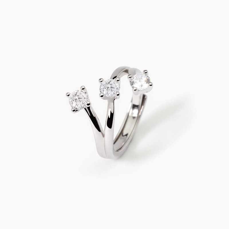 Mabina - Anello In Argento Con Tre Punti Luce - Zirconi
