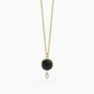 Mabina - Girocollo Con Agata Nera - Argento 925 - Placcatura Oro 18K