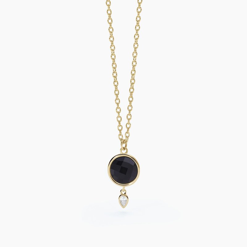 Mabina - Girocollo Con Agata Nera - Argento 925 - Placcatura Oro 18K