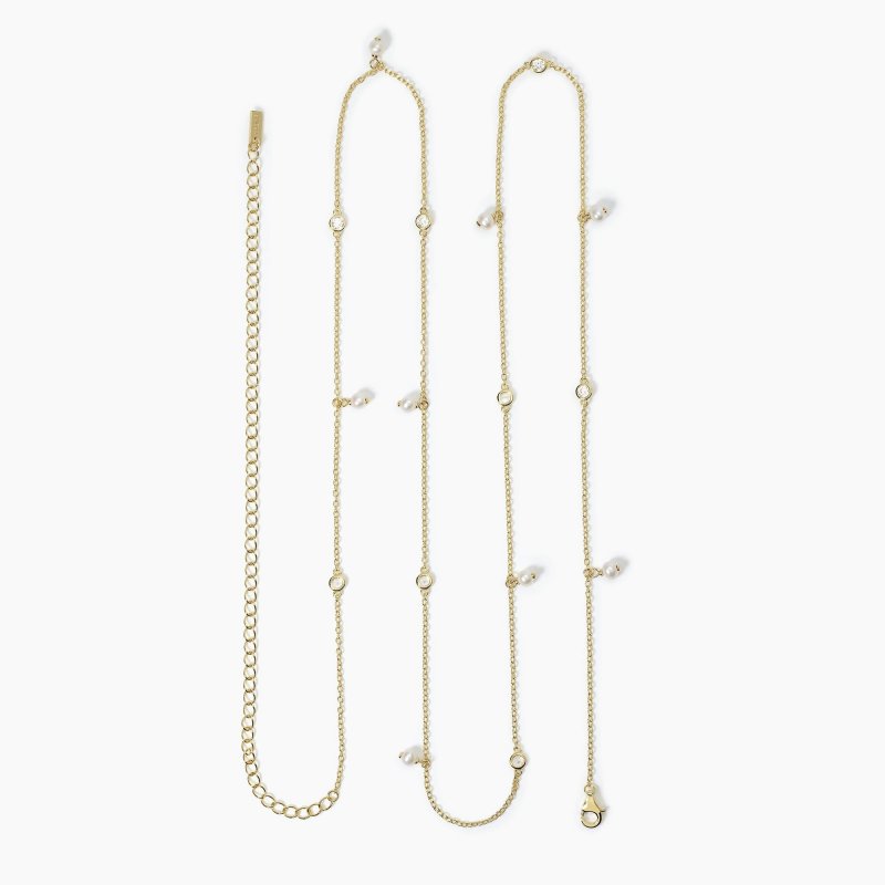 Mabina - Catena Girovita In Argento - Placcato Oro - Perle