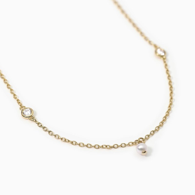 Mabina - Catena Girovita In Argento - Placcato Oro - Perle