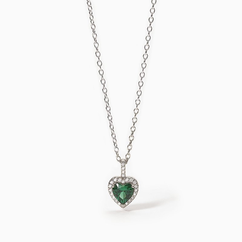 Mabina - Girocollo In Argento Con Smeraldo Sintetico - Taglio Cuore