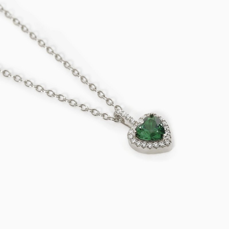 Mabina - Girocollo In Argento Con Smeraldo Sintetico - Taglio Cuore