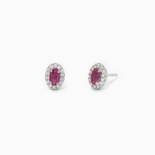 Mabina - Orecchini In Argento A Lobo - Rubini Sintetici - Zirconi