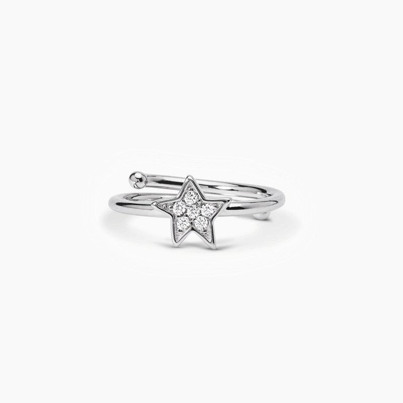 Mabina - Anello In Argento Con Stella - Pavè - Bambina