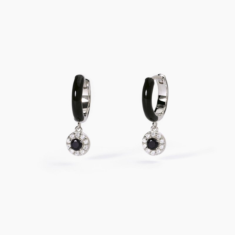 Mabina - Orecchini Milanesienne - Argento - Smalto Nero