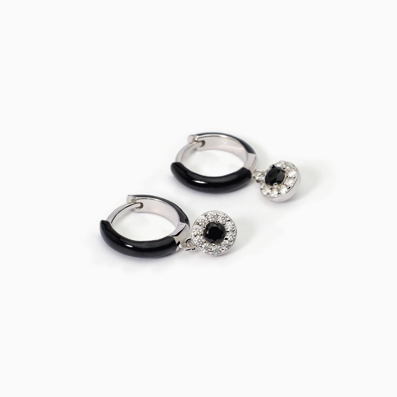 Mabina - Orecchini Milanesienne - Argento - Smalto Nero