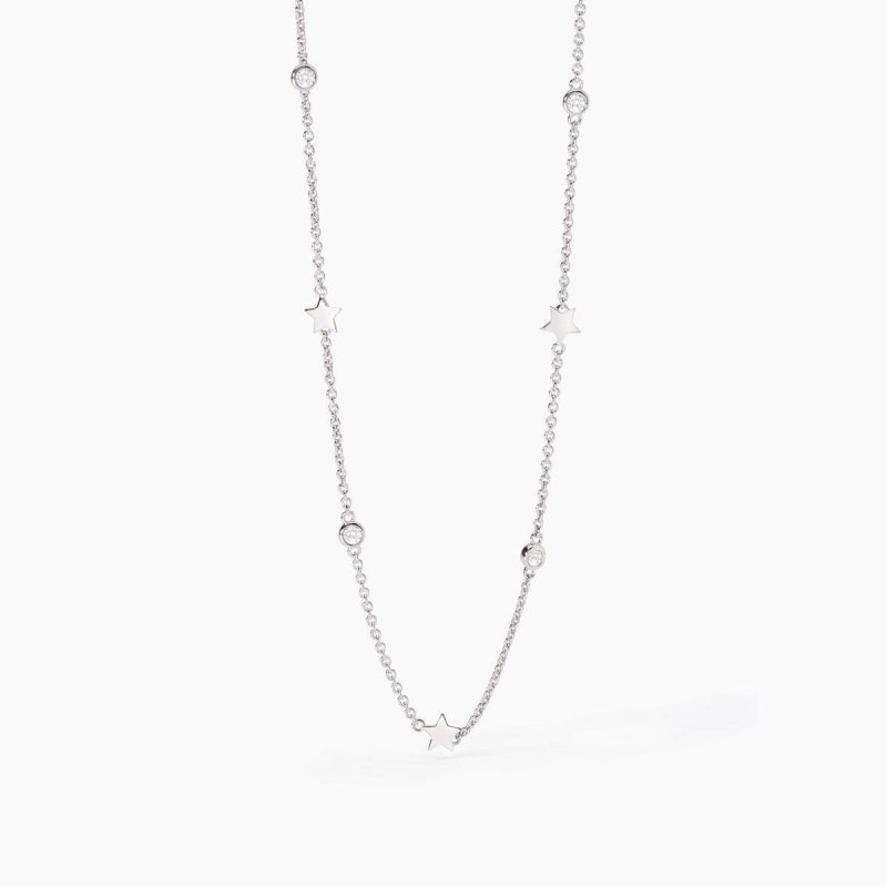 Mabina - Girocollo Con Stelle E Zirconi - Argento - Zirconi