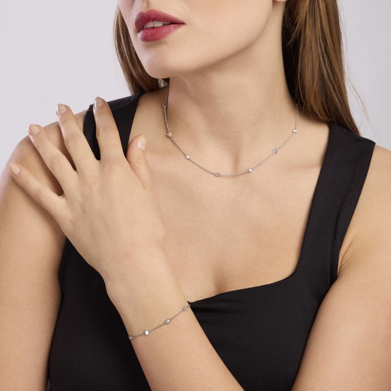 Mabina - Girocollo Con Stelle E Zirconi - Argento - Zirconi