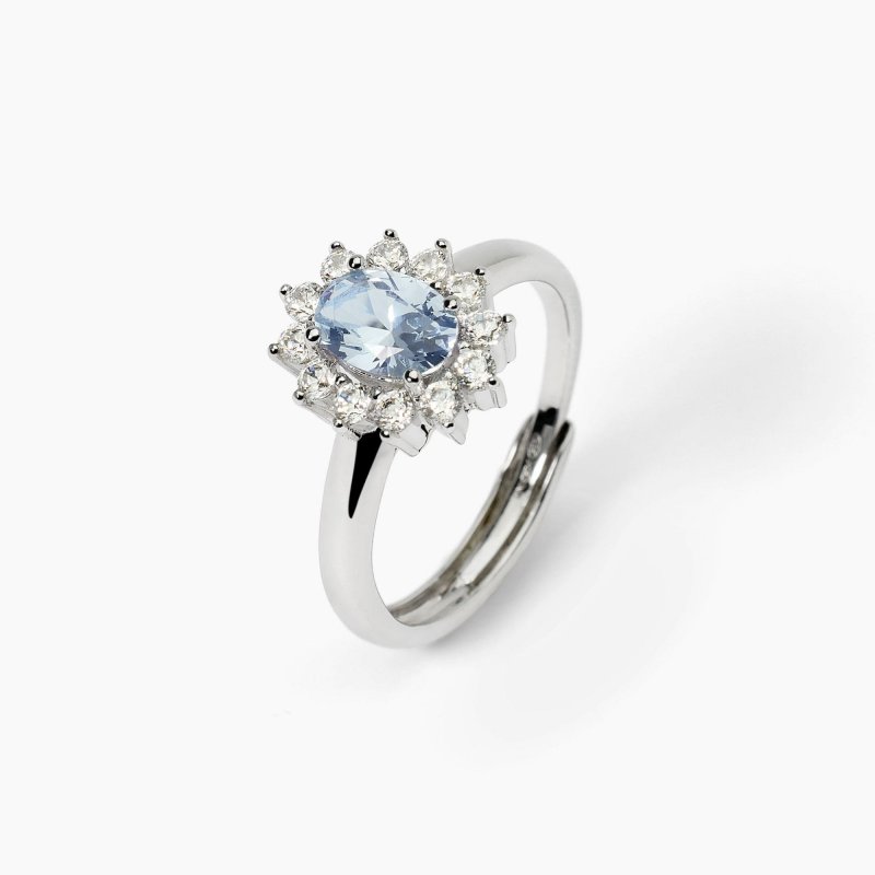 Mabina - Anello In Argento Con Acquamarina - Cool Or Rétro?