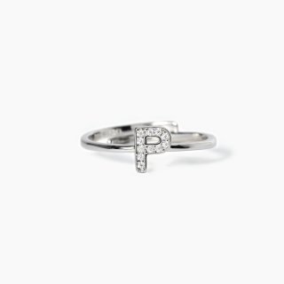 Mabina - Anello Regolabile Con Lettera P - Argento 925 - Zirconi