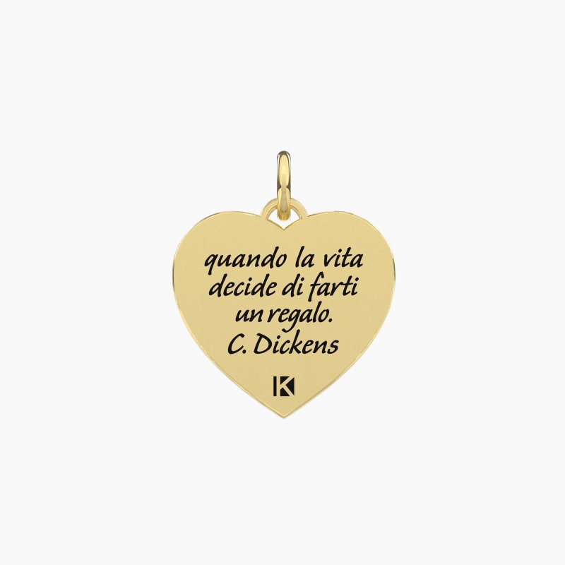 Kidult - Ciondolo Dorato Con Scritta Dickens - Cuore - Vita