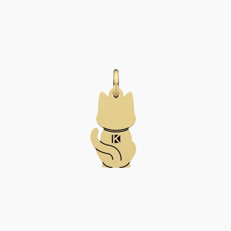 Kidult - Ciondolo Dorato A Forma Di Gatto - Acciaio - Pvd Giallo