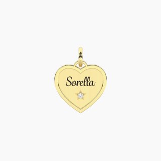 Kidult - Ciondolo Dorato Con Scritta Sorella - Acciaio - Cristallo