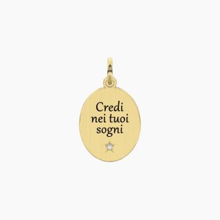 Kidult - Ciondolo Dorato Con Scritta Sogni Sogni - Acciaio - Cristallo