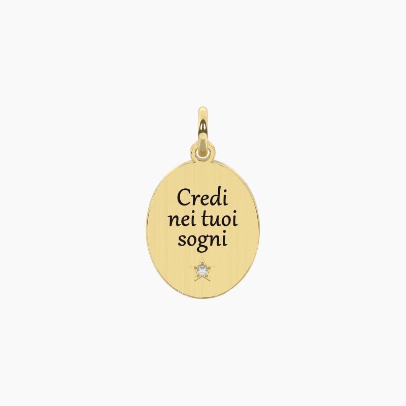 Kidult - Ciondolo Dorato Con Scritta Sogni Sogni - Acciaio - Cristallo