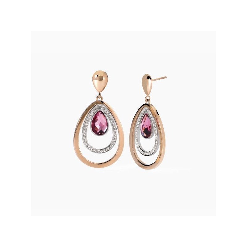 2 Jewels - Orecchini In Acciaio 316L - Pvd Rosé - Glass Cristalli