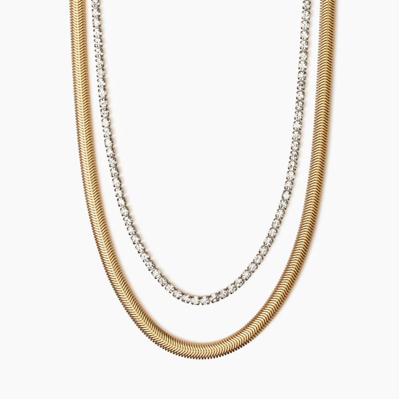 Kidult - Girocollo In Acciaio 316L - Pvd Giallo - Cristalli