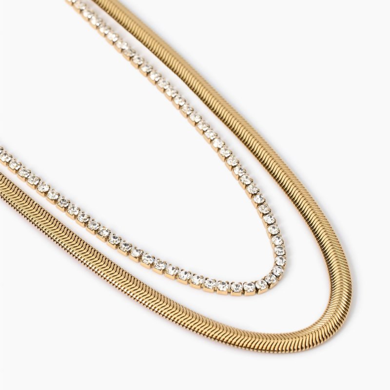 Kidult - Girocollo In Acciaio 316L - Pvd Giallo - Cristalli