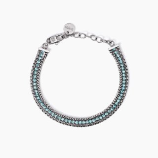 Kidult - Bracciale In Acciaio 316L - Cristalli Azzurri
