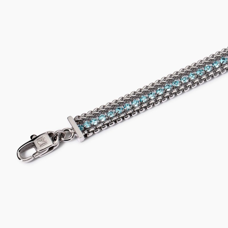 Kidult - Bracciale In Acciaio 316L - Cristalli Azzurri