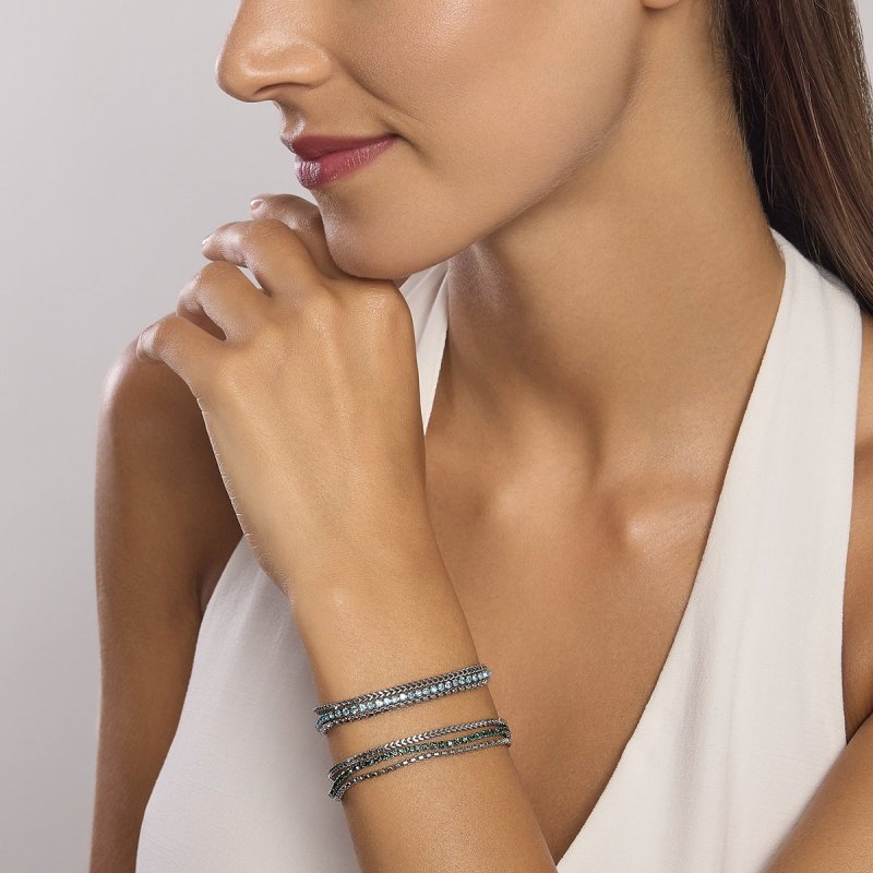 Kidult - Bracciale In Acciaio 316L - Cristalli Azzurri