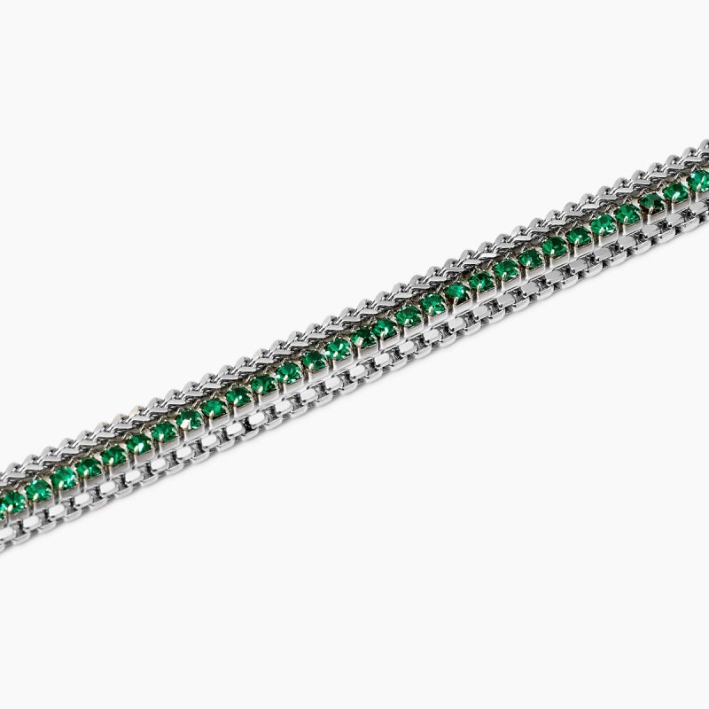 Kidult - Bracciale In Acciaio 316L - Cristalli Verdi